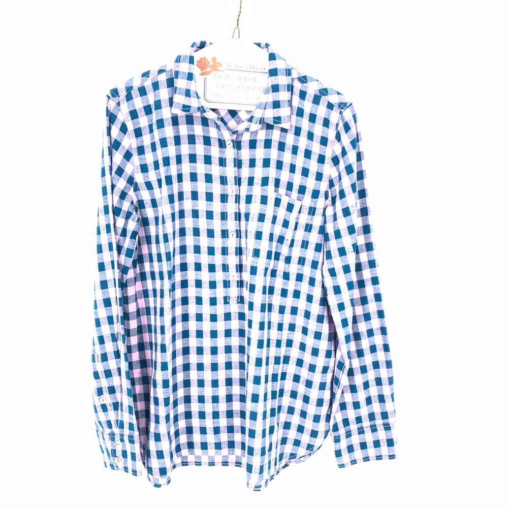 J crew blue pink plaid tunic size 6
